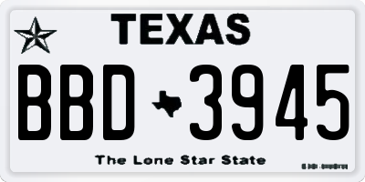TX license plate BBD3945