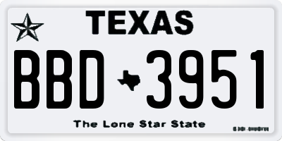 TX license plate BBD3951