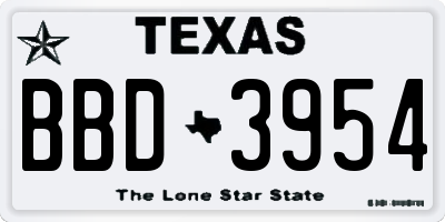 TX license plate BBD3954