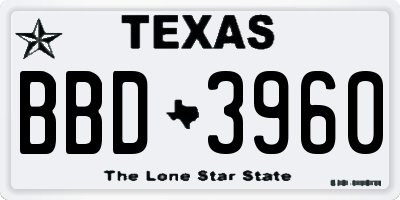 TX license plate BBD3960