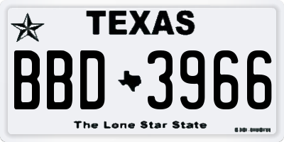 TX license plate BBD3966