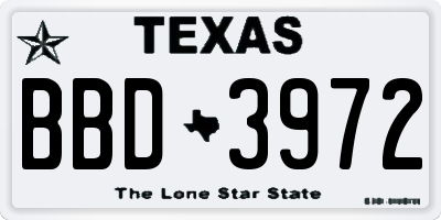 TX license plate BBD3972