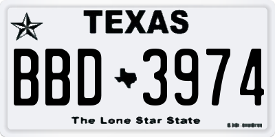 TX license plate BBD3974
