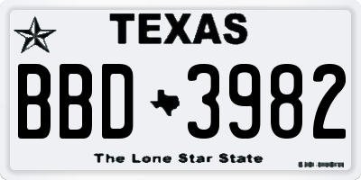 TX license plate BBD3982