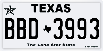 TX license plate BBD3993
