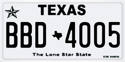 TX license plate BBD4005