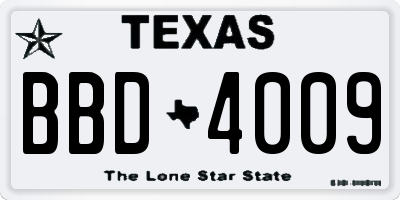 TX license plate BBD4009