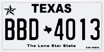 TX license plate BBD4013