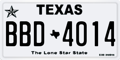 TX license plate BBD4014