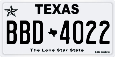 TX license plate BBD4022