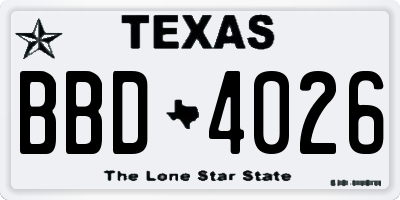 TX license plate BBD4026