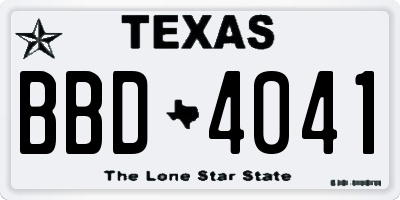 TX license plate BBD4041