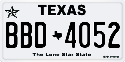 TX license plate BBD4052
