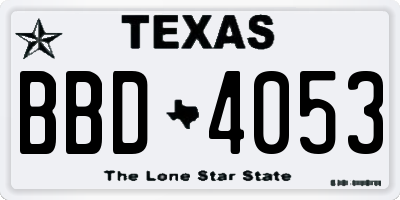 TX license plate BBD4053
