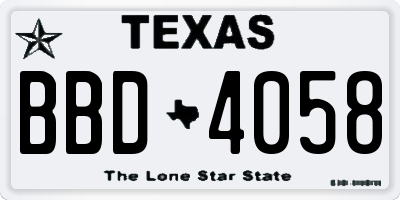 TX license plate BBD4058