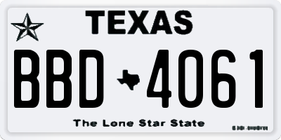 TX license plate BBD4061