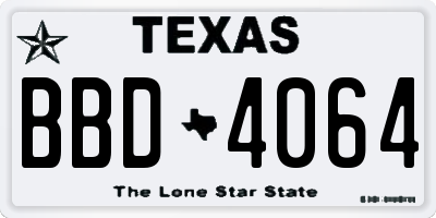 TX license plate BBD4064