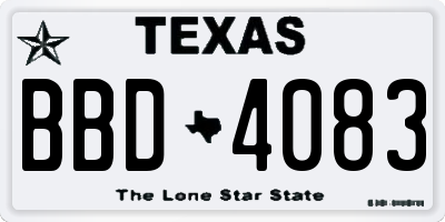 TX license plate BBD4083