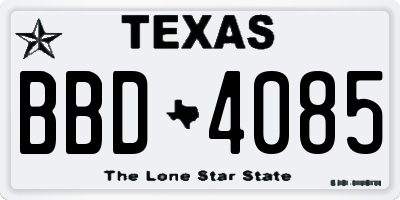 TX license plate BBD4085