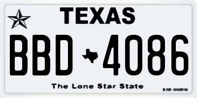 TX license plate BBD4086