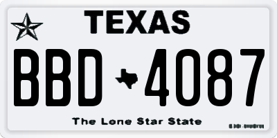 TX license plate BBD4087