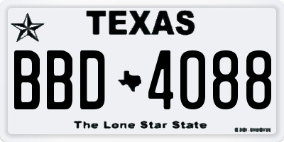 TX license plate BBD4088