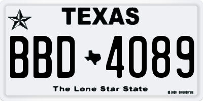TX license plate BBD4089