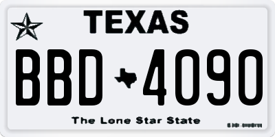 TX license plate BBD4090