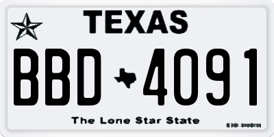 TX license plate BBD4091