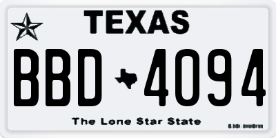TX license plate BBD4094