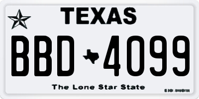 TX license plate BBD4099