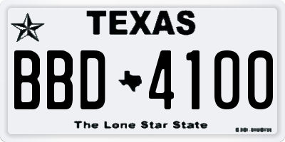 TX license plate BBD4100