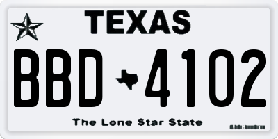TX license plate BBD4102