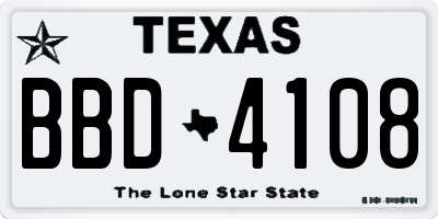TX license plate BBD4108
