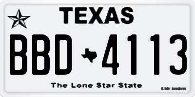 TX license plate BBD4113
