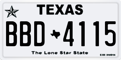 TX license plate BBD4115