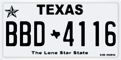 TX license plate BBD4116
