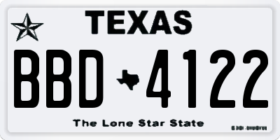 TX license plate BBD4122