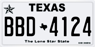 TX license plate BBD4124