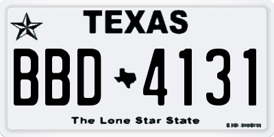 TX license plate BBD4131