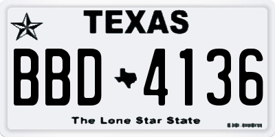 TX license plate BBD4136