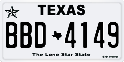 TX license plate BBD4149