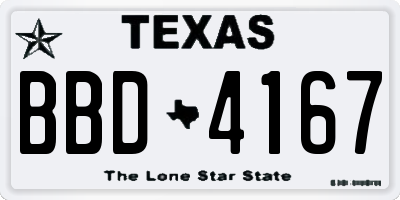 TX license plate BBD4167
