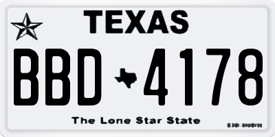 TX license plate BBD4178