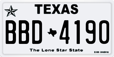TX license plate BBD4190