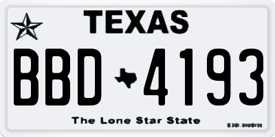 TX license plate BBD4193
