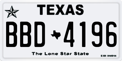 TX license plate BBD4196