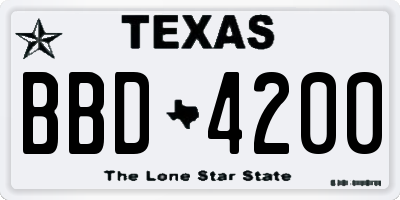 TX license plate BBD4200