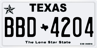 TX license plate BBD4204