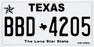 TX license plate BBD4205